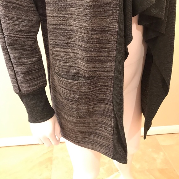 H by Halston Cardigan Sweater Womens Size M Open Front Deep Pockets Dark Grey - Picture 7 of 14